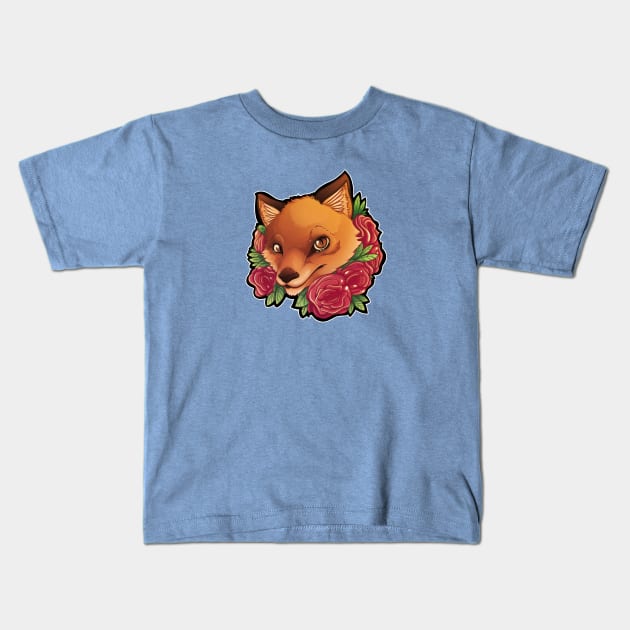 Fox 'n roses Kids T-Shirt by NikiVandermosten